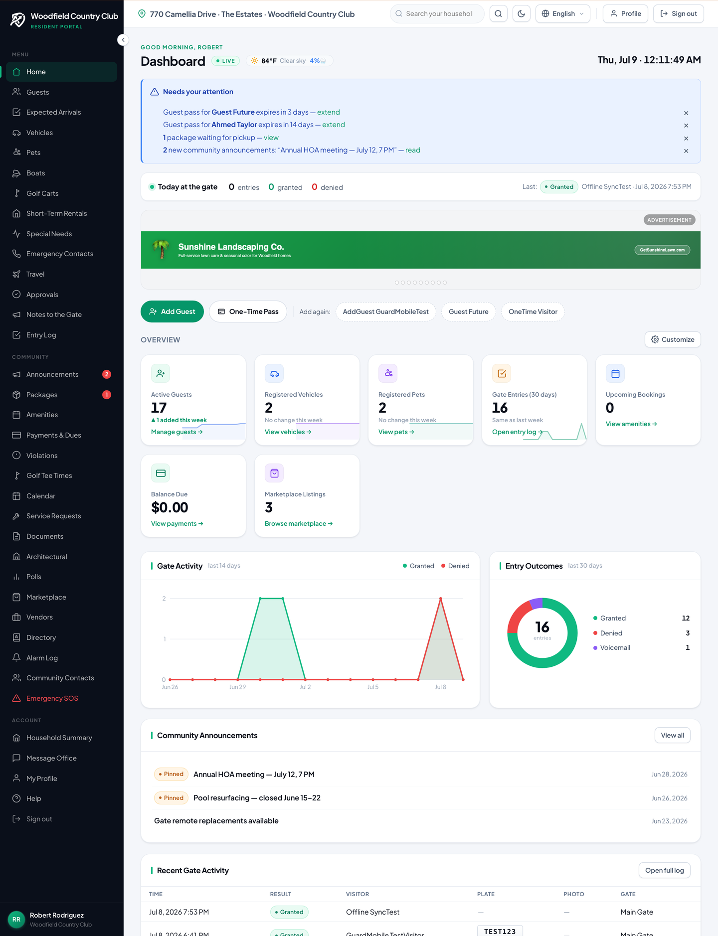 Resident portal screenshot